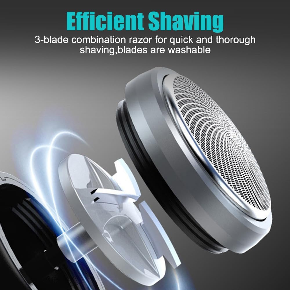 Fast Charging Digital Display Mini Shaver with Mirror | Portable USB-C Rechargeable Electric Shaver | Compact Travel Shaver for Men - Upgrade with High-Performance Blades