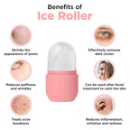 Ice Roller for Face — Pink, 4.5inch Silicone Reusable Ice Cube Roller