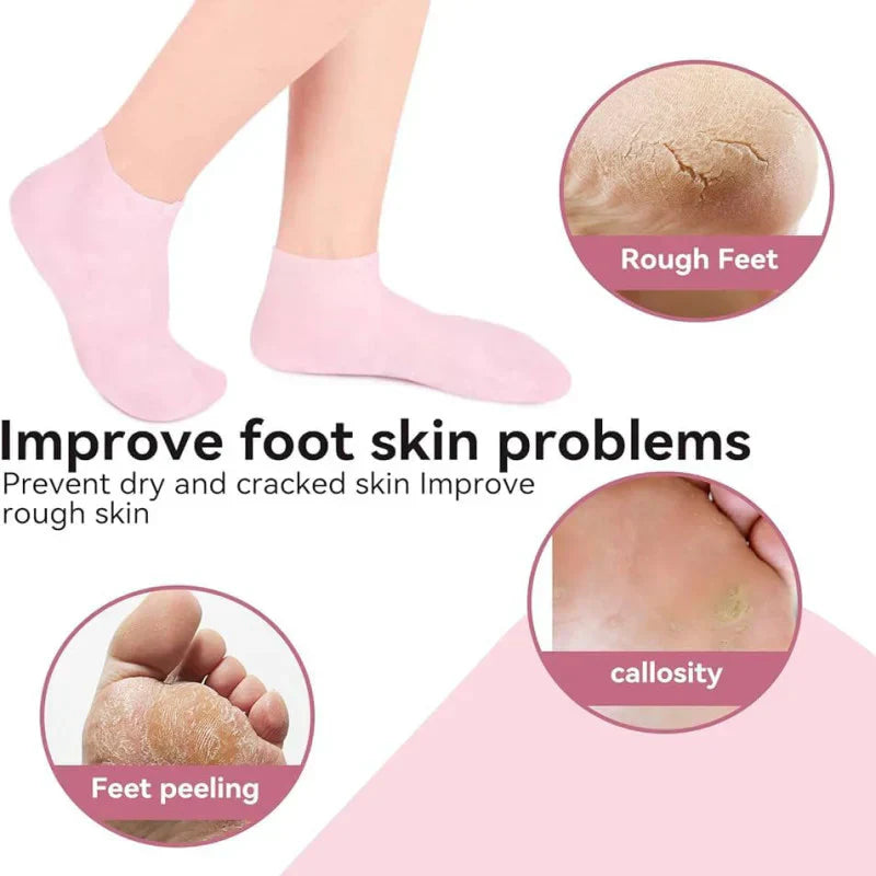 Silicone Socks for Women & Men | Full Foot Gel Heel Socks | Moisturizing Foot Protector for Heel Pain