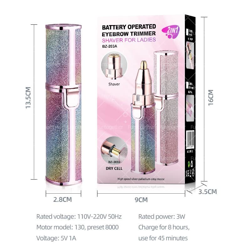 Rechargeable Eyebrow & Facial Hair Trimmer with 2 Heads