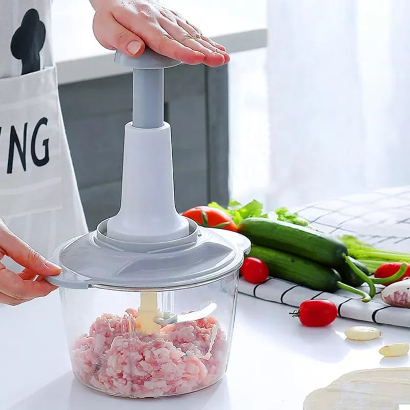 Hand Press Food Chopper – Manual Vegetable & Fruit Cutter