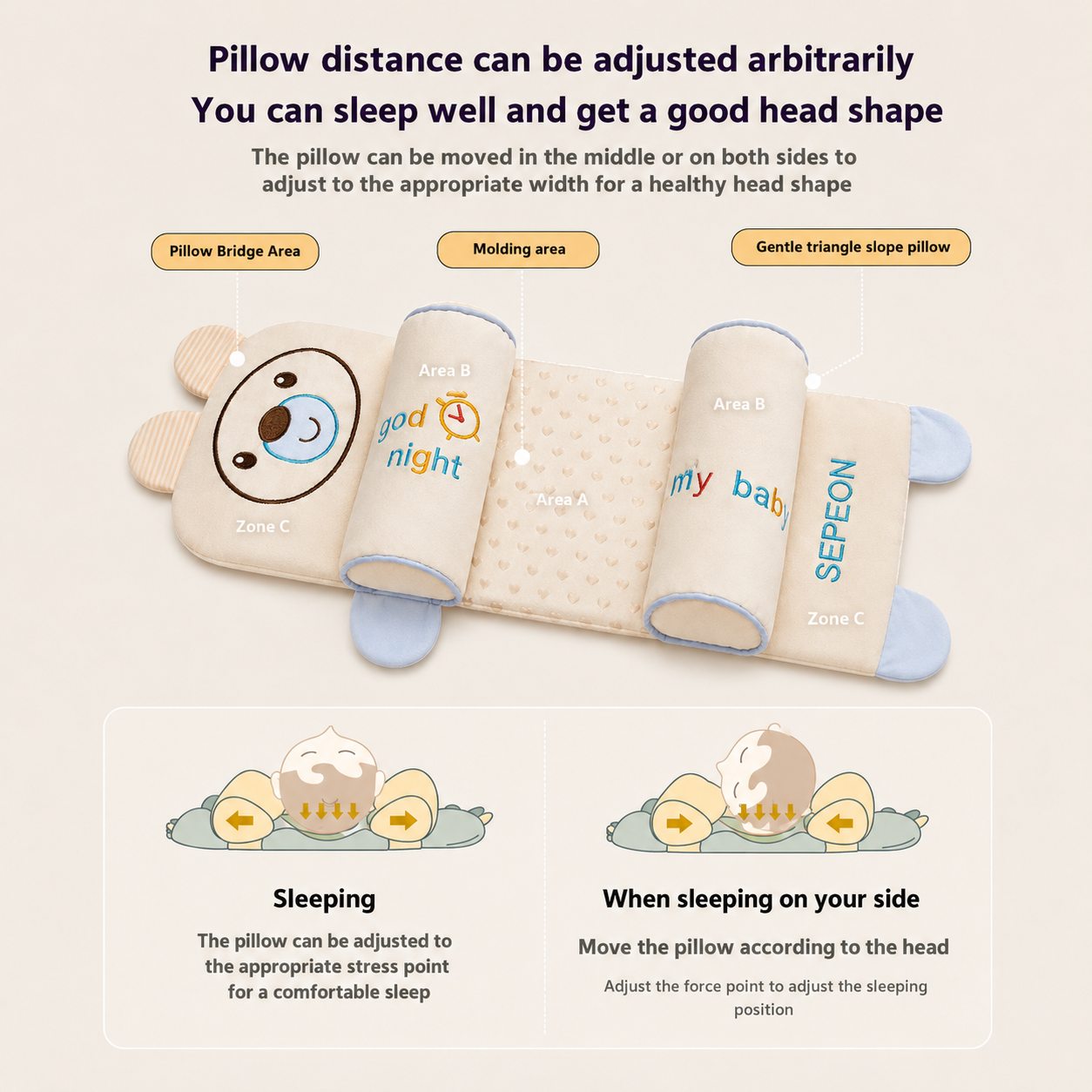 Baby Head Shaping Pillow - Washable