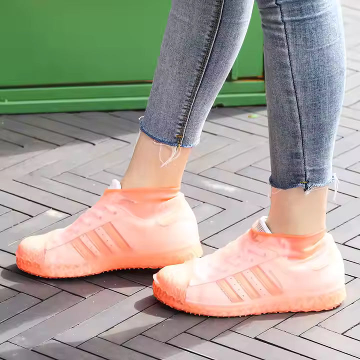 Reusable Non‑Slip Pink Silicone Shoe Covers – Waterproof, Foldable Overshoes (Large)