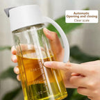 Automatic Flip-Cap Oil Dispenser – Glass Oil, Vinegar & Seasoning Dispenser
