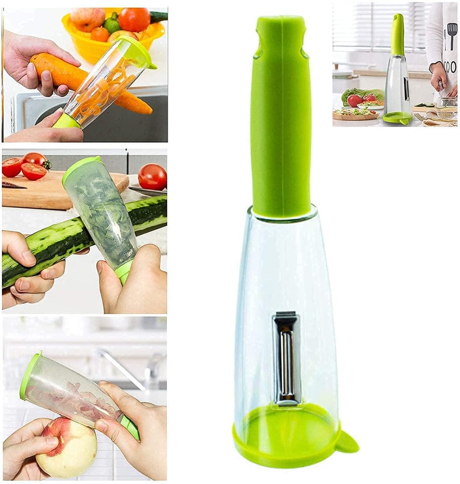 Stainless Steel Multifunctional Peeler – Peels & Juliennes with Built‑in Waste Container
