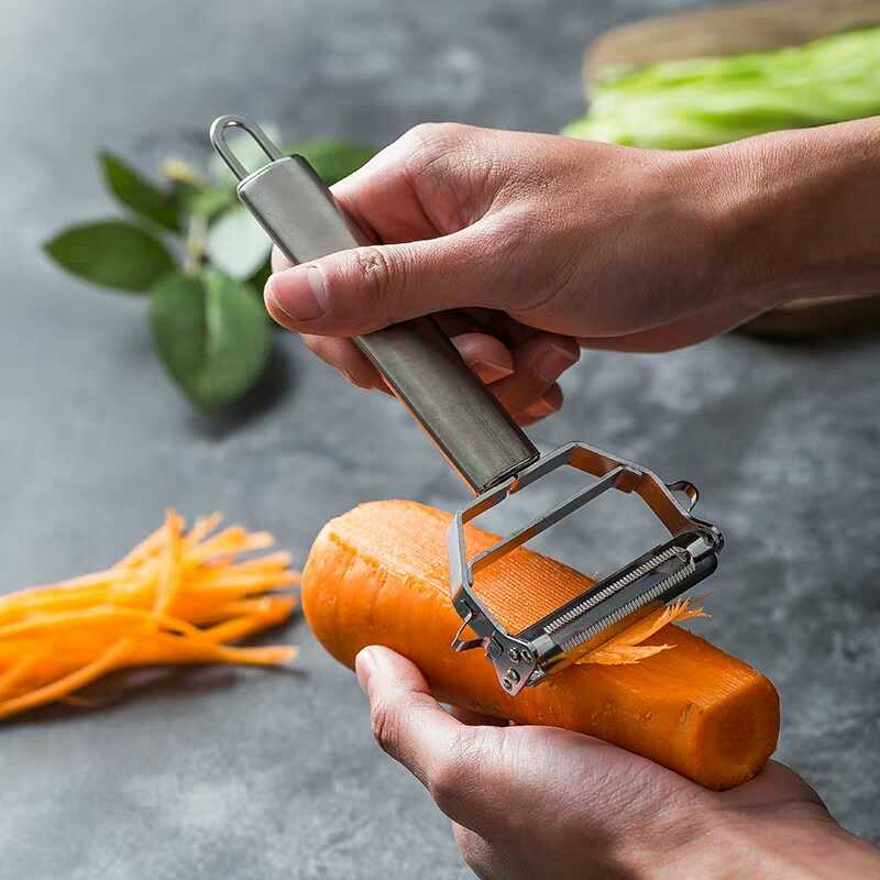 Stainless Steel 2-in-1 Vegetable Peeler & Julienne Cutter – Multi-Function Slicer & Grater