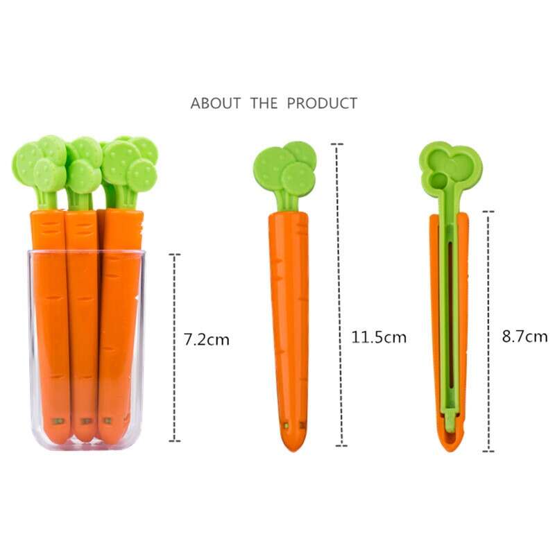 Carrot-Shape Food Sealing Clips – Pack of 6 Bag Clamp Sealers