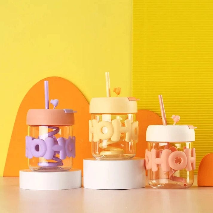 HOHO 2-in-1 Glass Sipper Bottle – 400 ml (Random Colour)