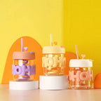 HOHO 2-in-1 Glass Sipper Bottle – 400 ml (Random Colour)