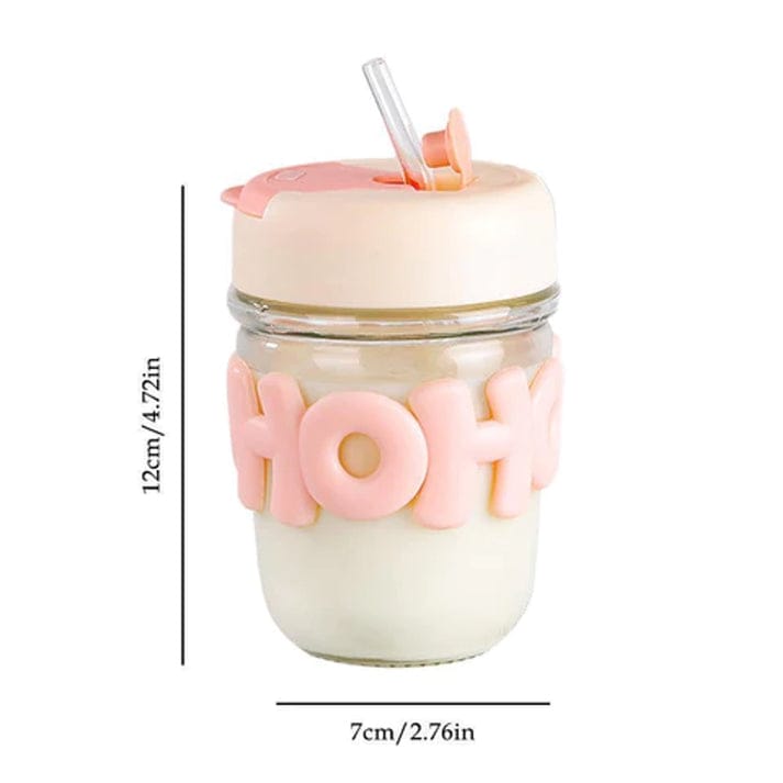 HOHO 2-in-1 Glass Sipper Bottle – 400 ml (Random Colour)