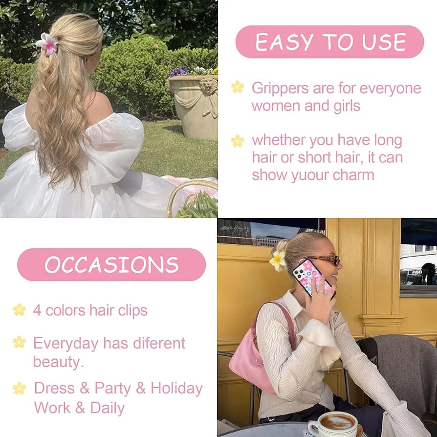 POOKIE Flower Hair Claw Clips – Pack of 2 (Random Colours)