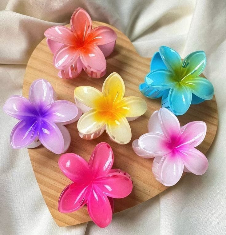 POOKIE Flower Hair Claw Clips – Pack of 2 (Random Colours)