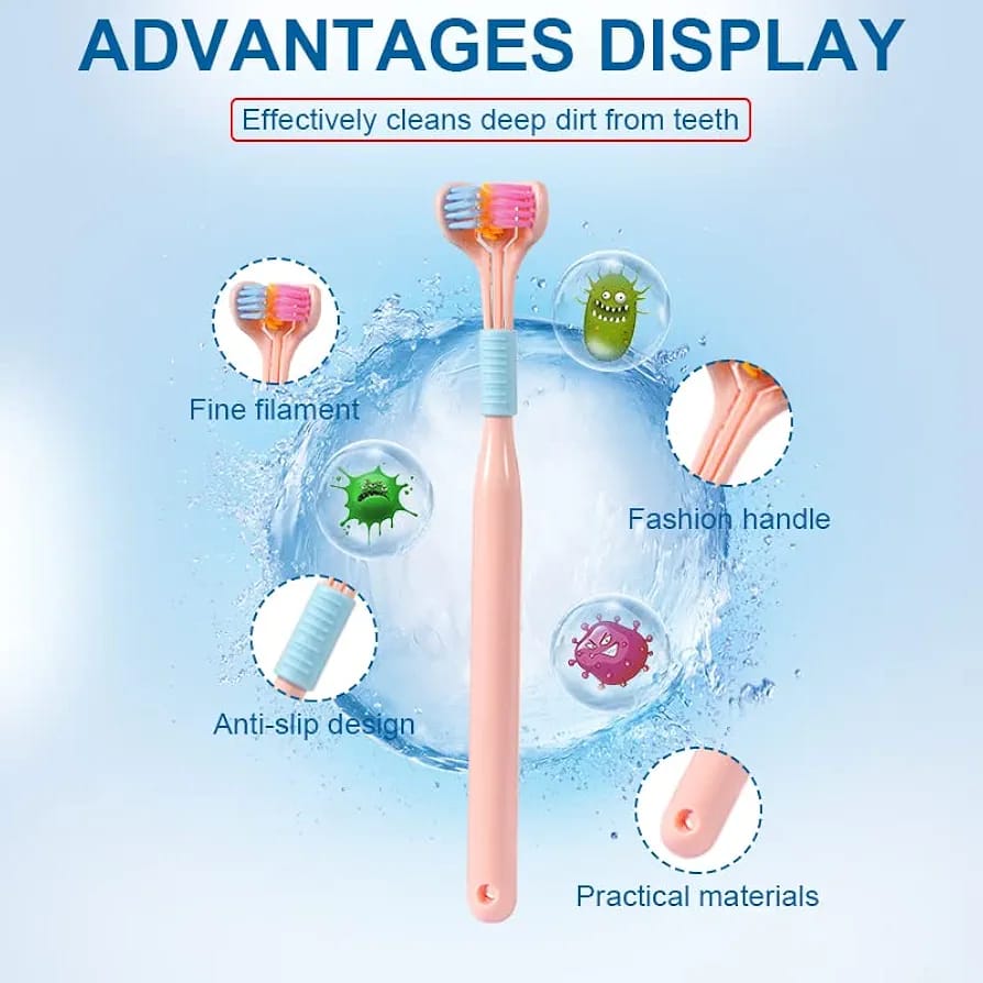 3-Sided Ultra-Soft Toothbrush – Gentle & Efficient Cleaning for Adults