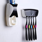 Wall-Mounted Toothbrush & Toothpaste Holder Set – Automatic Dispenser, Dustproof & No Power Needed