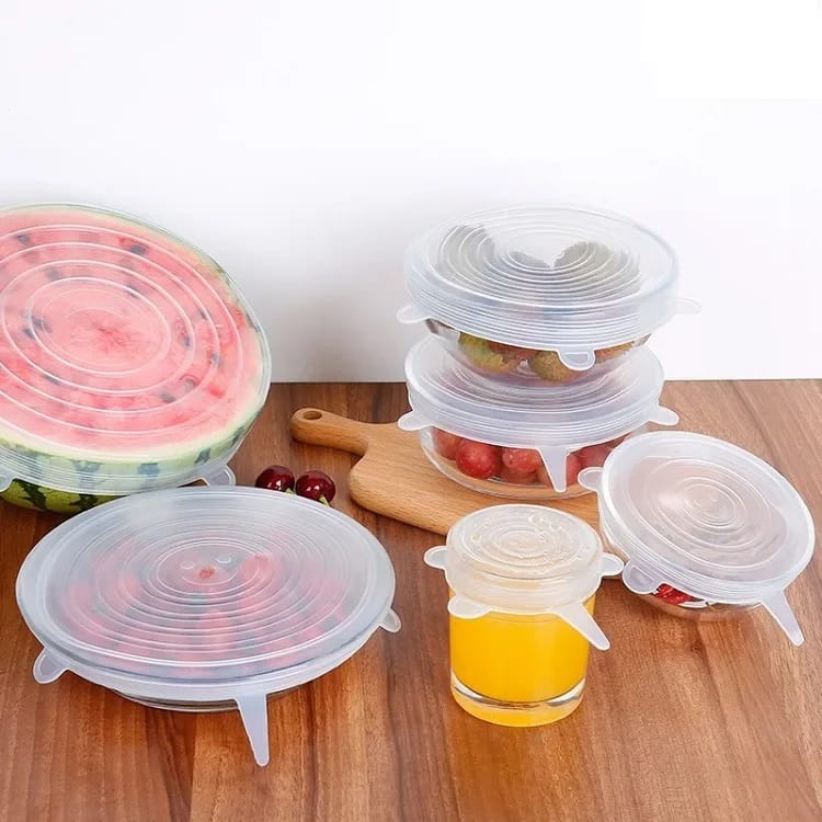 6-Piece Silicone Stretch Lids – Reusable Airtight Bowl & Food Container Covers