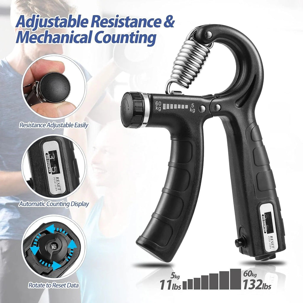 Adjustable Hand Gripper – Grip Strength Trainer with/without Counter for Fingers, Wrist & Forearm Exercise