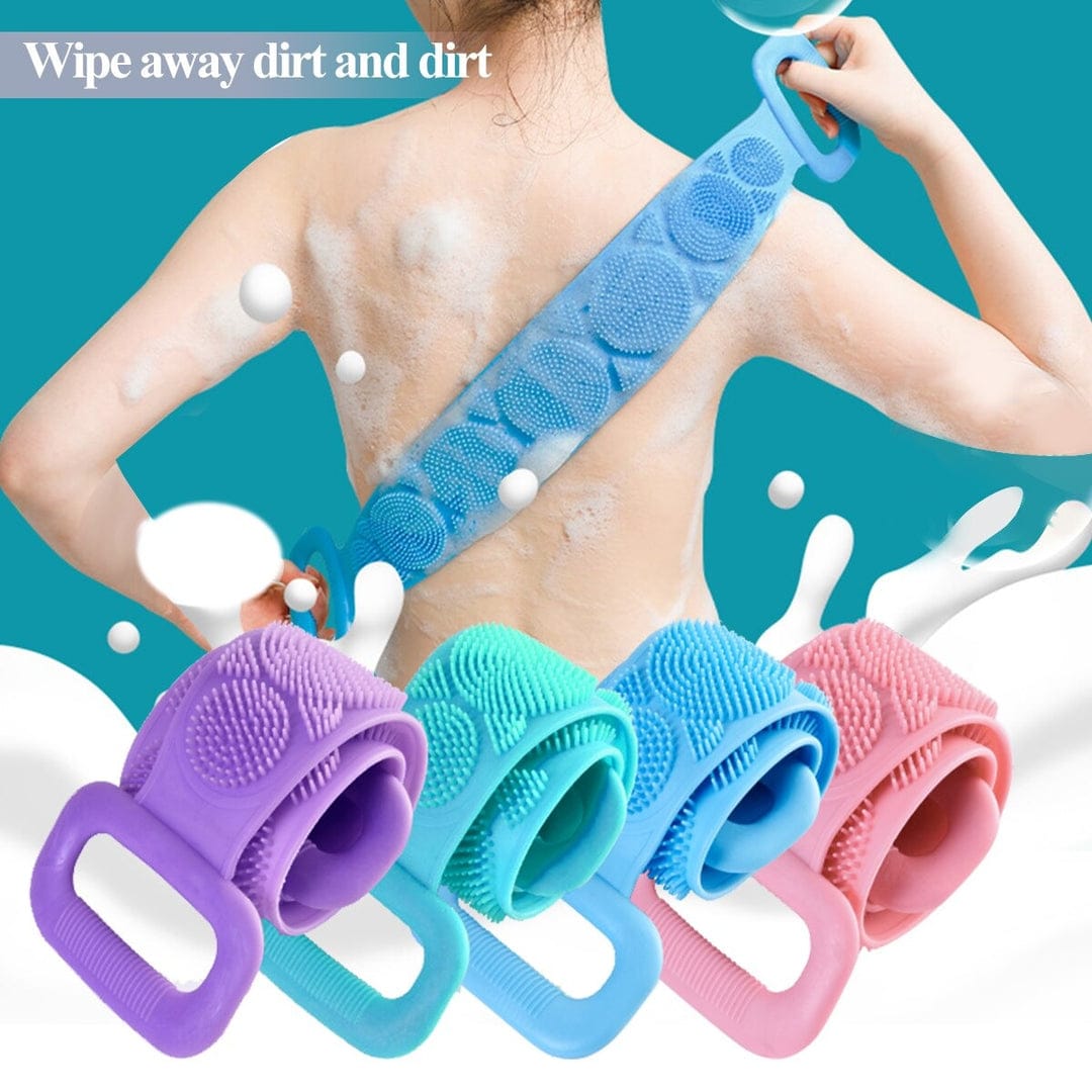 Silicone Body Scrubber Belt – Exfoliating Back & Body Shower Brush (Random Color)