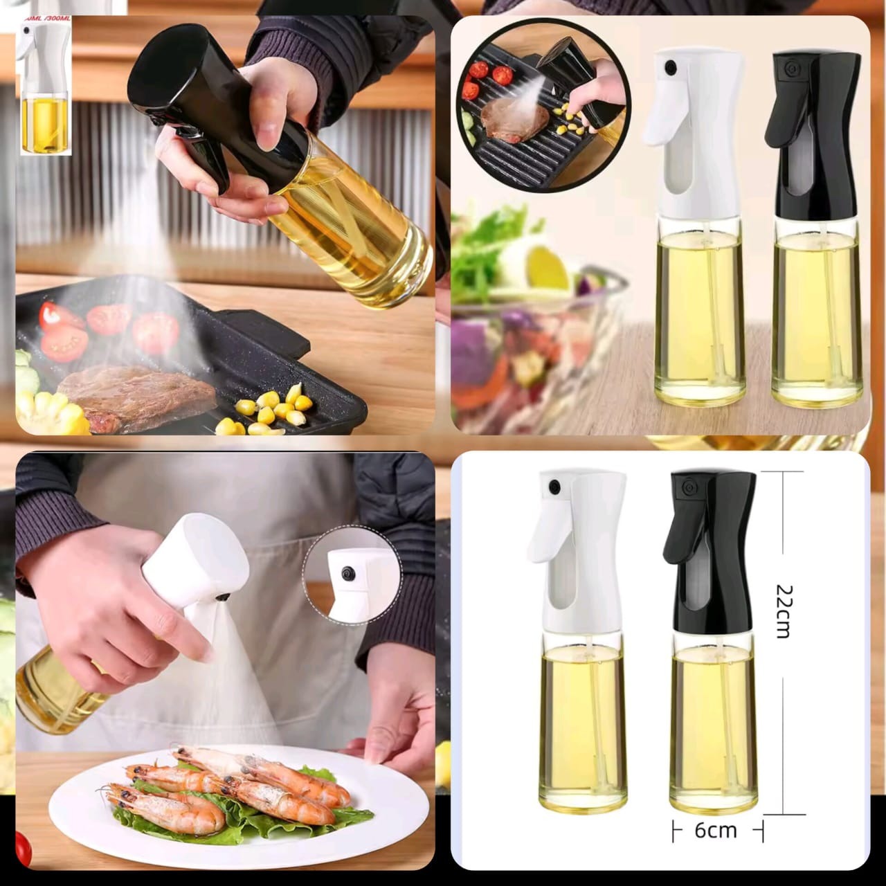 Press-Type Oil Spray Bottle – Adjustable Nozzle Oil Mister & Pourer (Up to 500 ml)