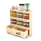 Spices Storage Box – Multi-Compartment Seasoning Organizer with Lids & Spoons for Kitchen