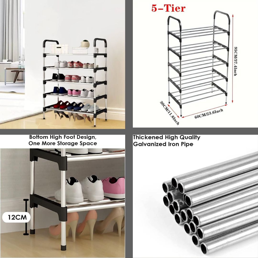 Stainless Steel Shoe Rack – 5 Tiers Heavyweight Shoe Stand & Organizer