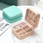 Leather Jewellery Organizer Box – Small Zipper Case for Earrings,