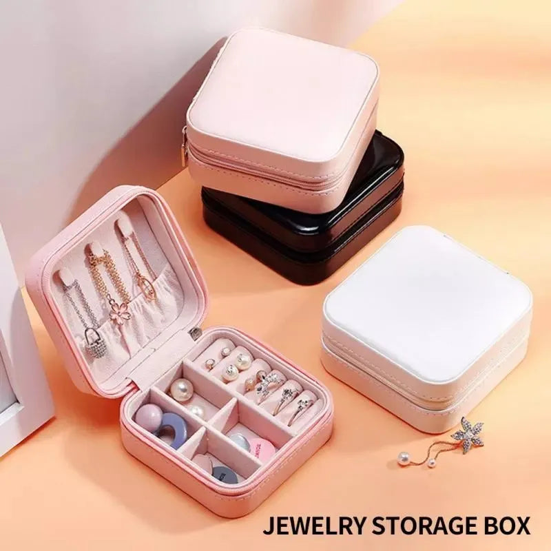 Leather Jewellery Organizer Box – Small Zipper Case for Earrings,