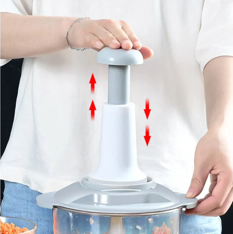 Hand Press Food Chopper – Manual Vegetable & Fruit Cutter